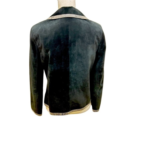 Doncaster Black suede leather suede lined Jacket python print Trim size 8 - Picture 6 of 9